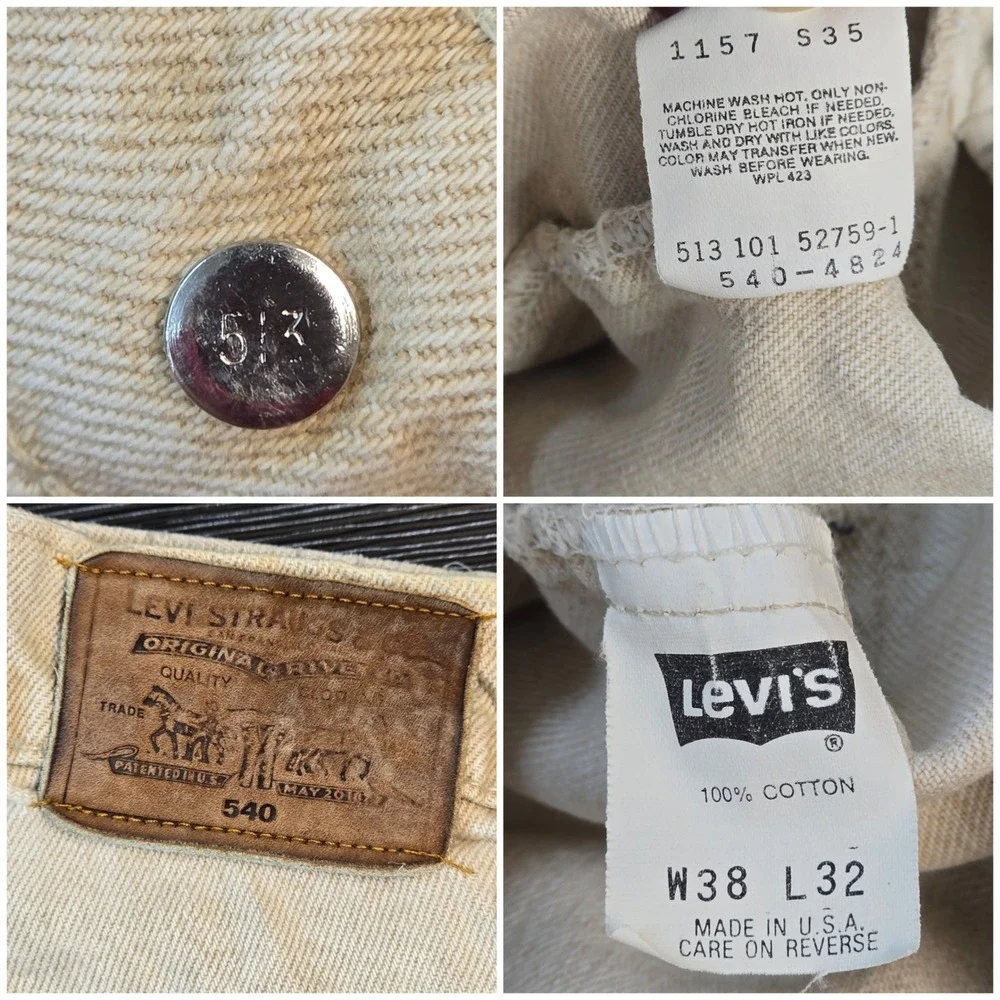 Vintage‎ 1991 Levis 540 Relaxed Fit Jeans Tan Khaki Denim Made in USA Mens 38x32
